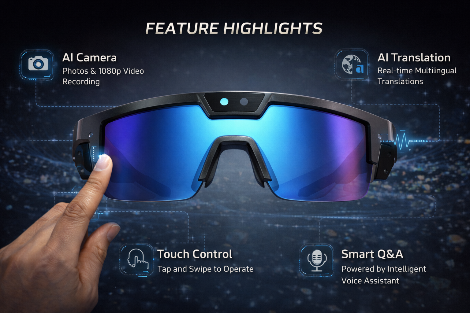 Morrison AI Smart Cycling Glasses 8MP Camera UV400 Bluetooth Audio Recording