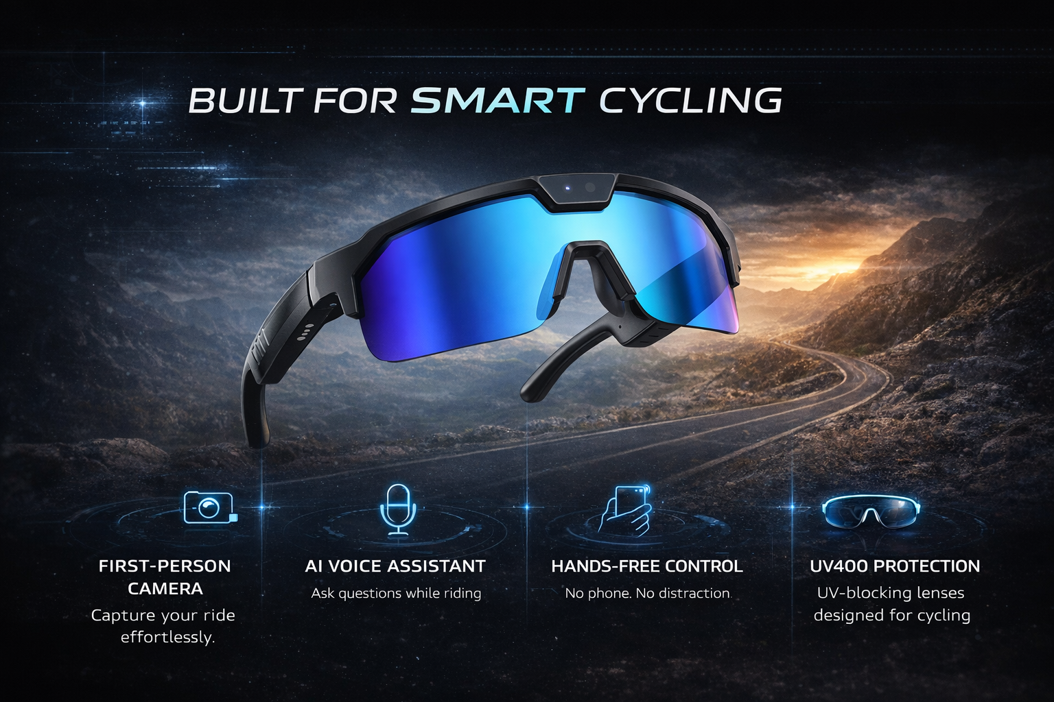 Morrison AI Smart Cycling Glasses 8MP Camera UV400 Bluetooth Audio Recording