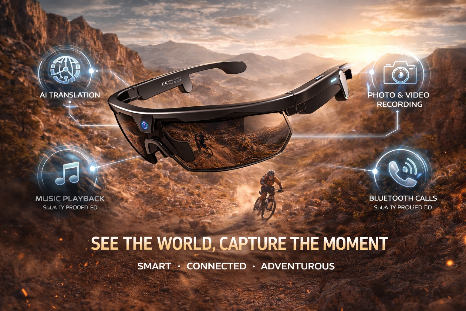 Morrison AI Smart Glasses HD POV Camera Bluetooth Voice Control Cycling Skiing Glasses