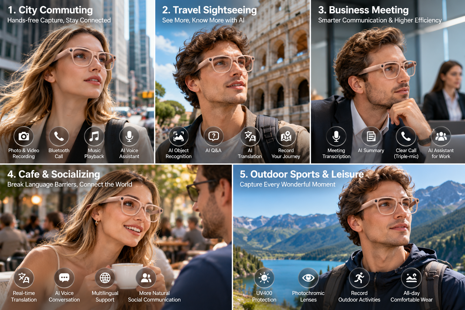 Morrison 13MP POV Shooting AI Smart Glasses with OIS, AI Translation, WiFi Transfer & 4GB Storage