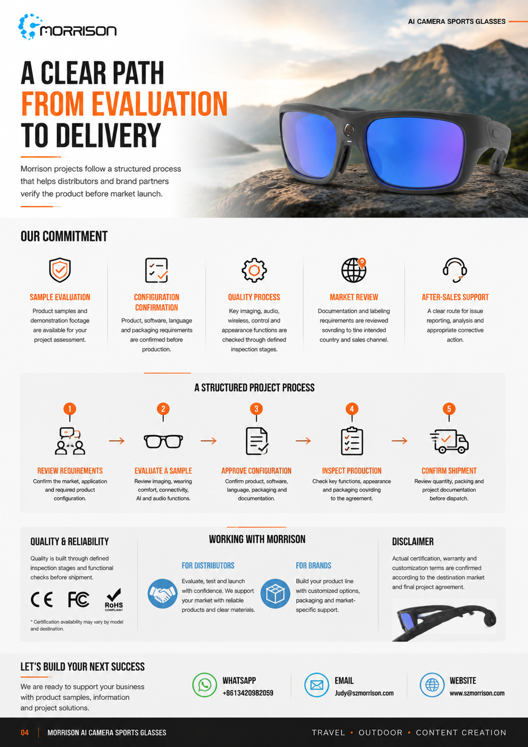 Morrison POV Shooting AI Smart Glasses with 13MP Camera, OIS, AI Voice and WiFi Transfer