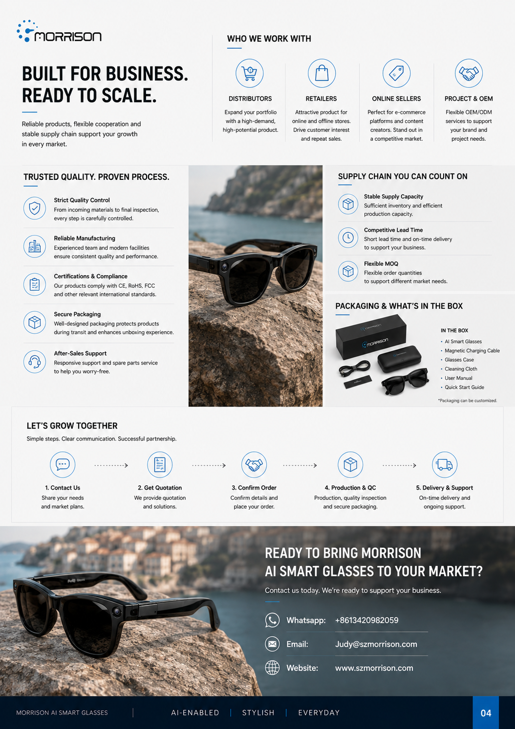 Morrison 8MP POV Shooting AI Smart Glasses with OIS, AI Voice, Translation & WiFi Transfer