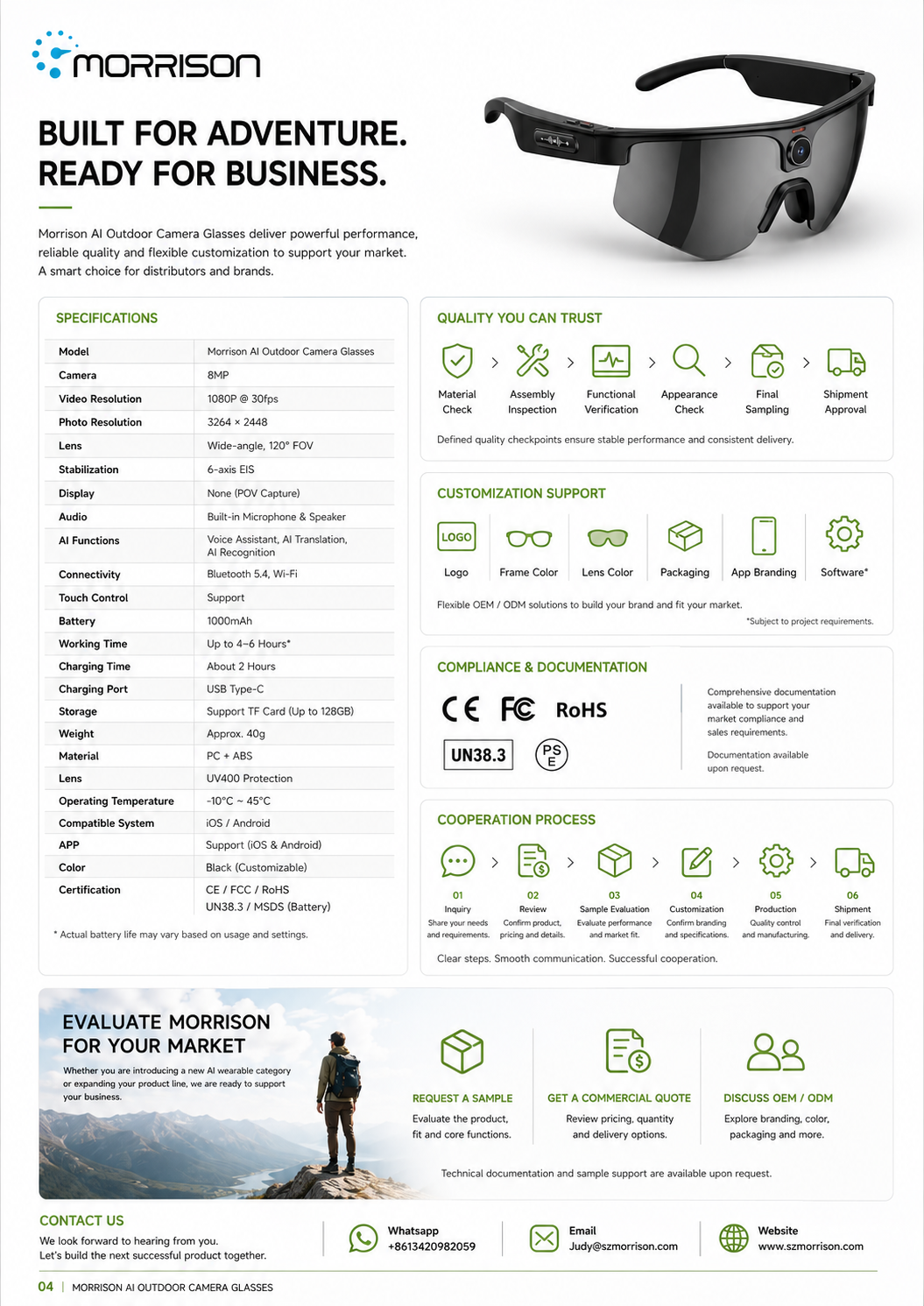 Morrison AI Outdoor Cycling Smart Glasses with 8MP Camera, OIS, AI Voice & POV Shooting