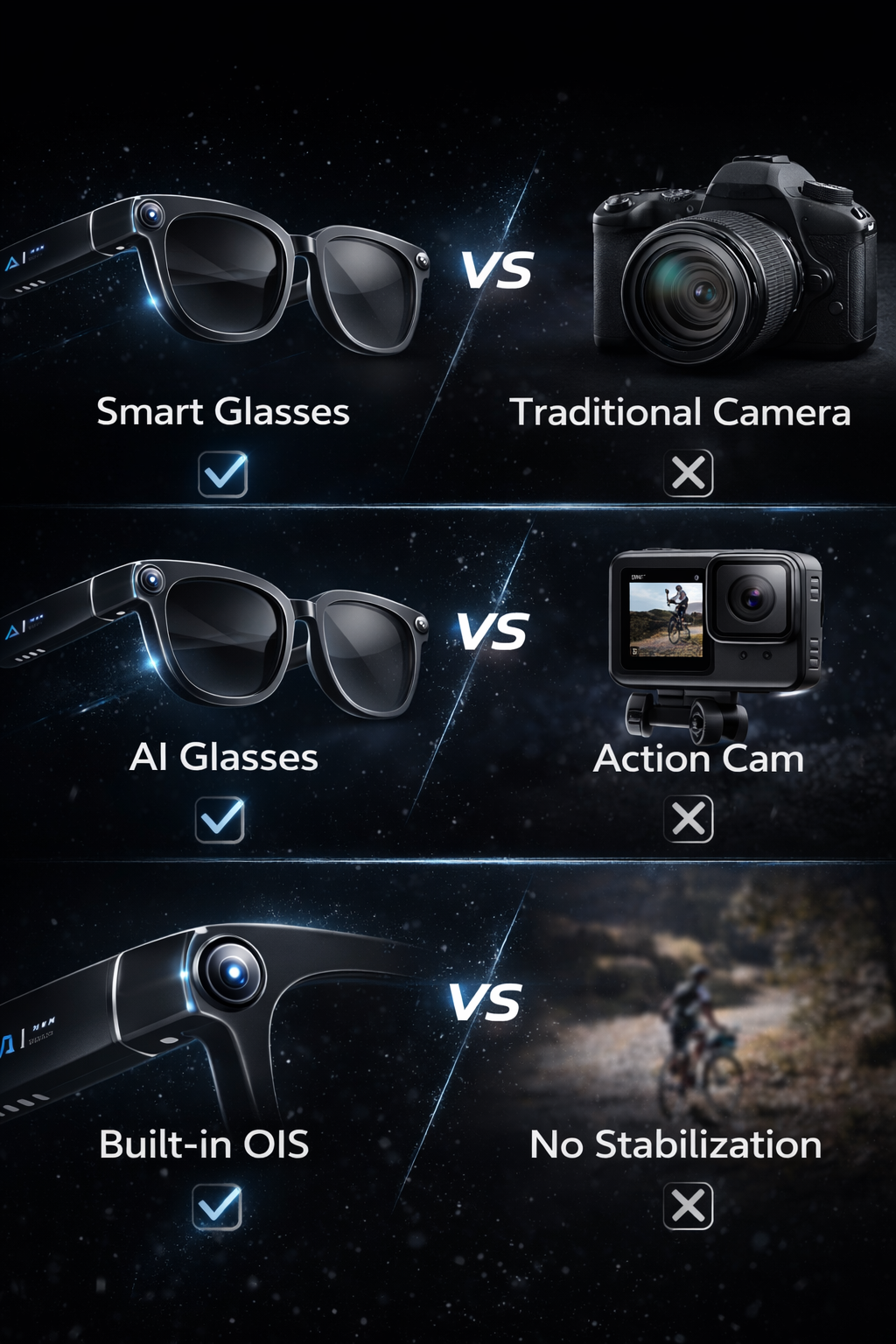 Morrison AI Smart Glasses 13MP HD Camera Portable Bluetooth Vlog POV Shooting Glasses