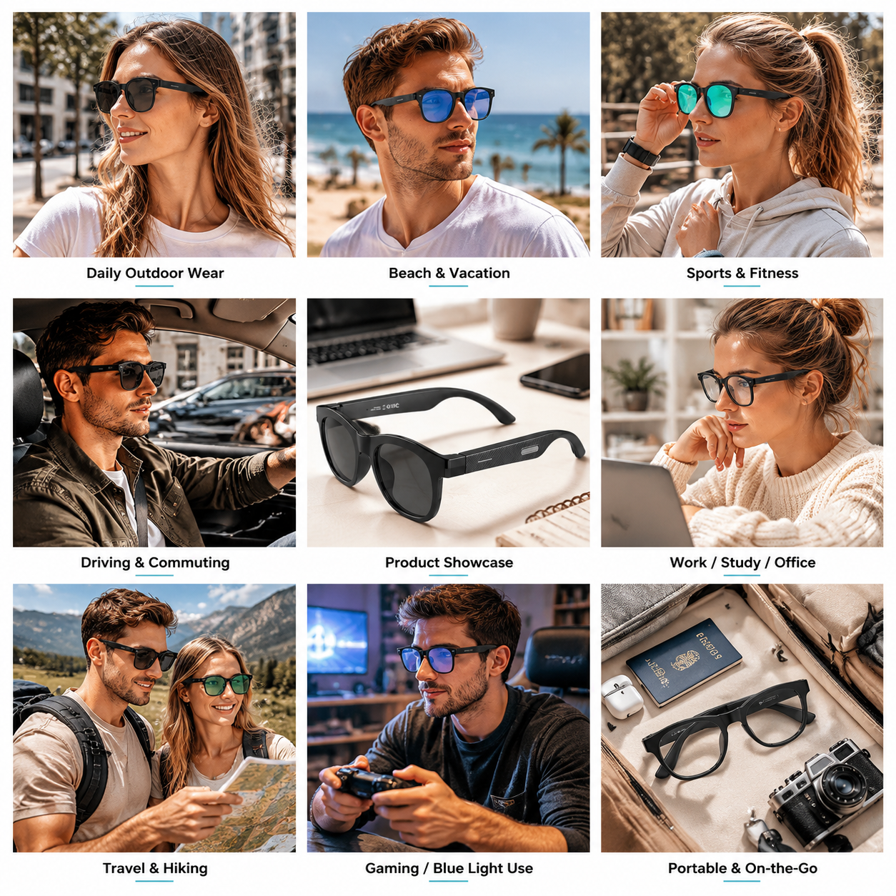 Morrison Bluetooth FM Radio Smart Glasses with UV400 Lenses and Wireless Audio