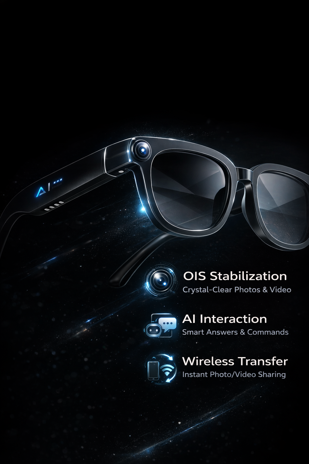Morrison AI Smart Glasses 13MP HD Camera Portable Bluetooth Vlog POV Shooting Glasses