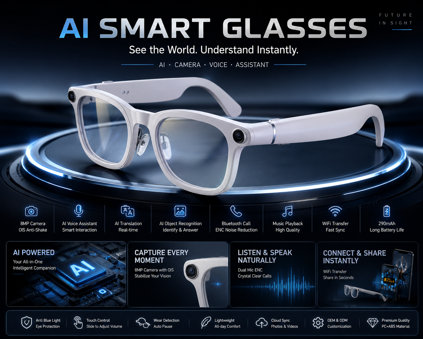 Morrison AI Smart Glasses with HD POV Video Shooting and Bluetooth Calling