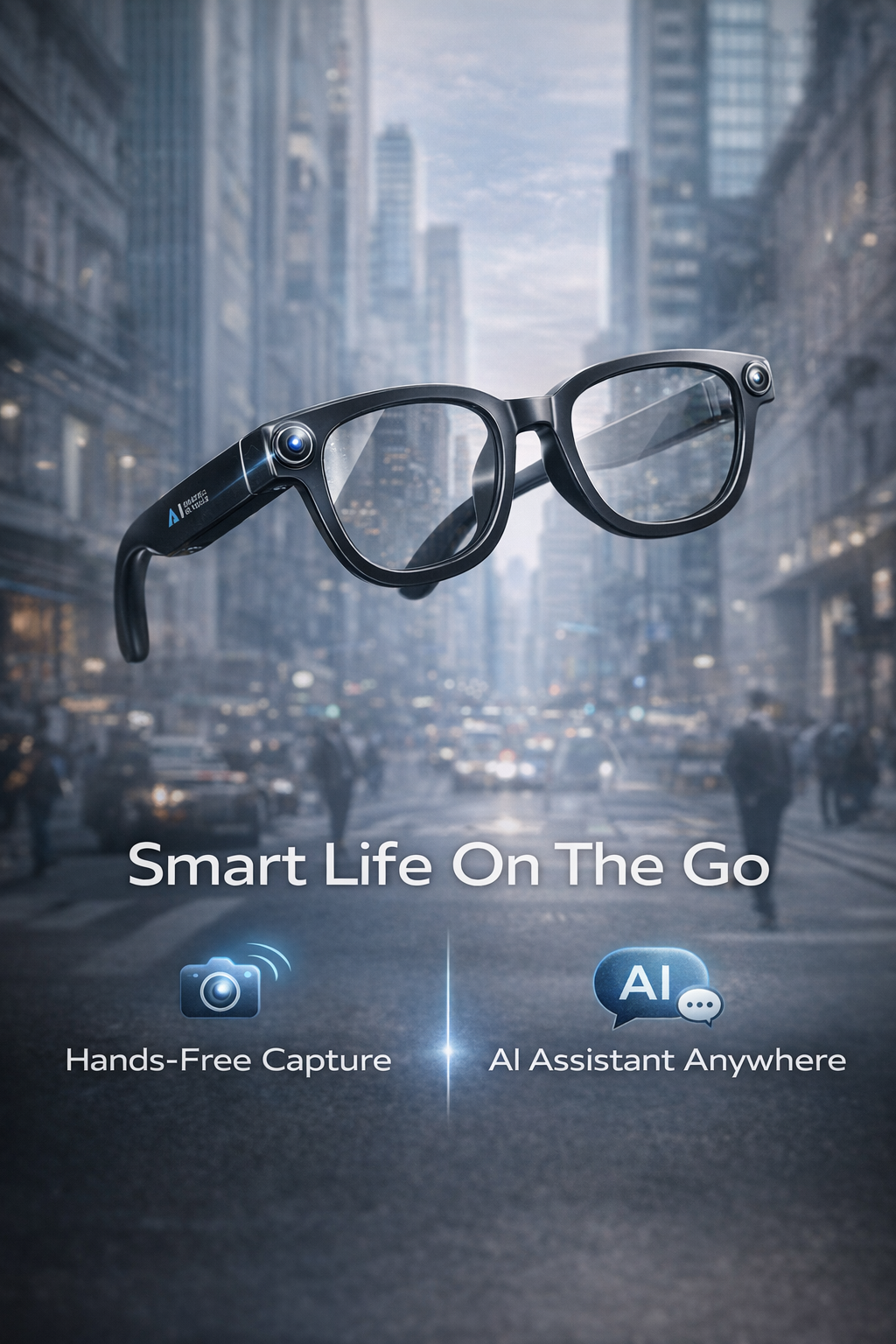 Morrison Portable Bluetooth HD POV AI Smart Glasses 13MP Camera Anti-Shake Vlog Recording Smart Eyewear