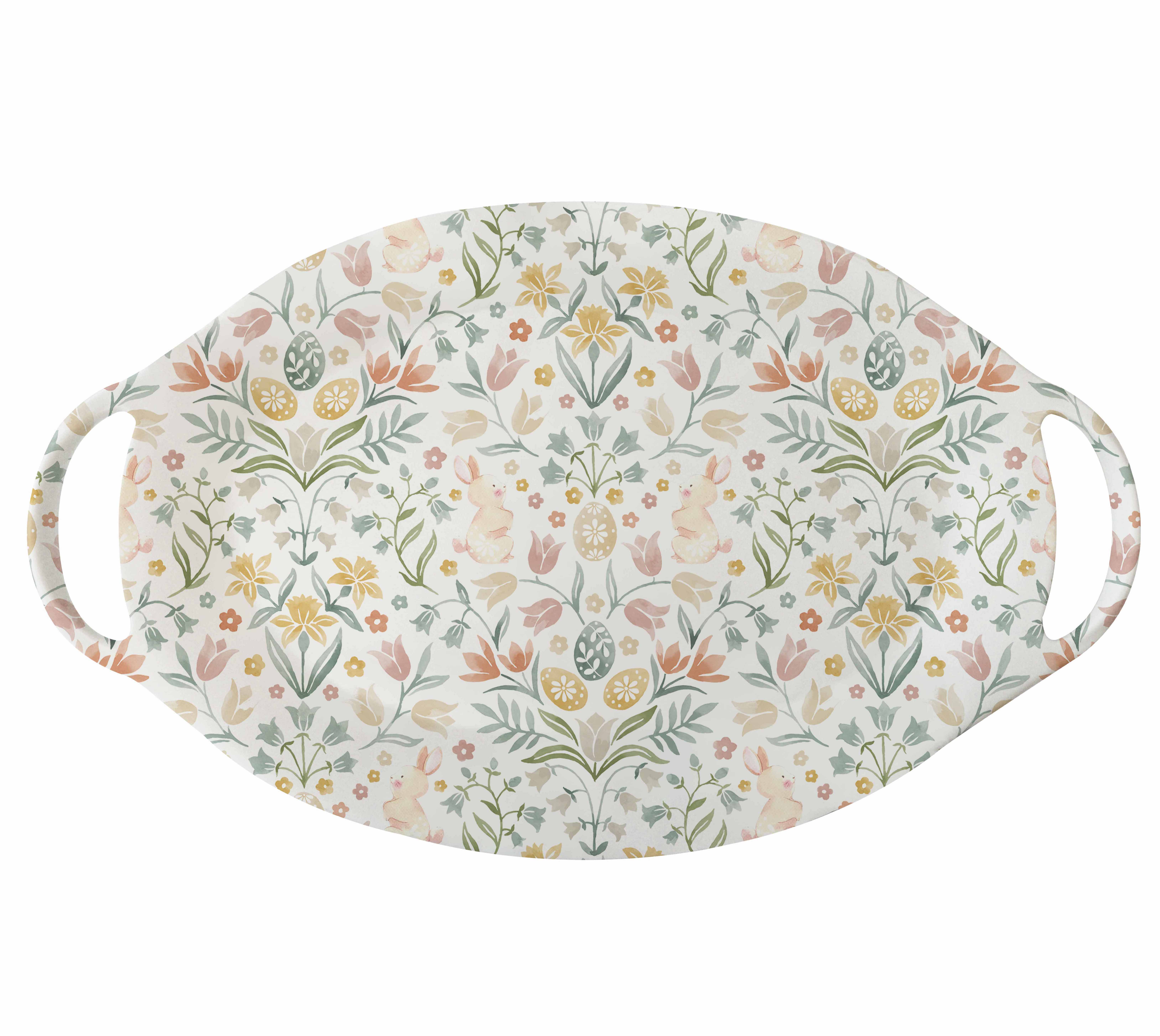 Spring Easter Melamine Serving Tray with Handles – BPA Free 