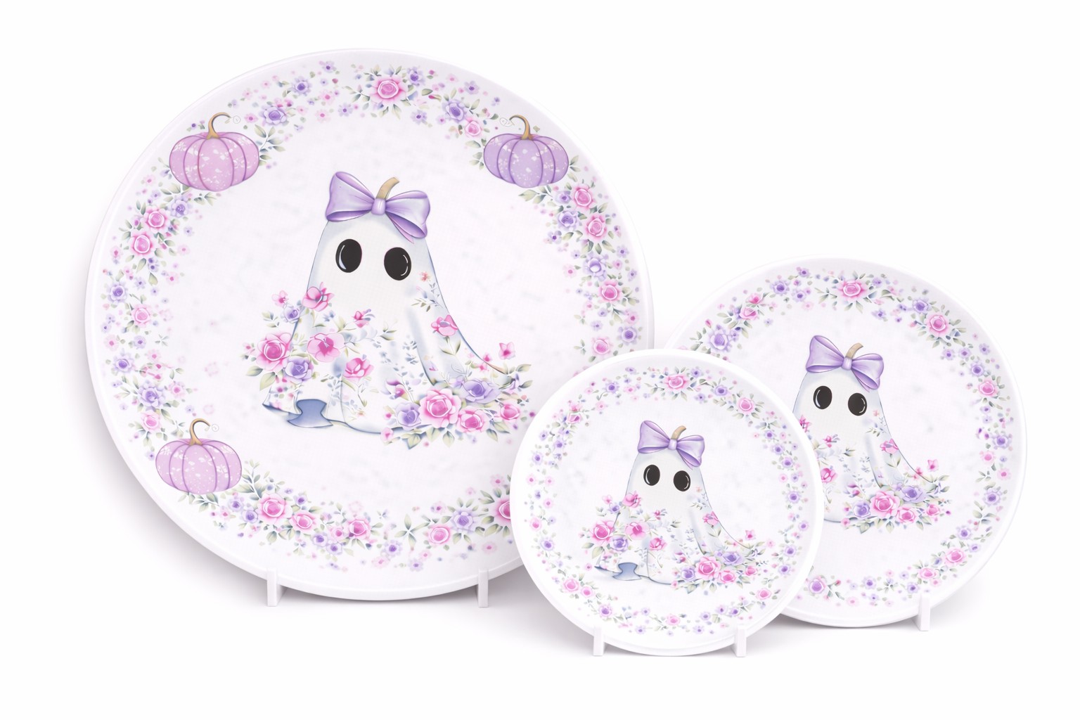 Halloween Floral Ghost Melamine Dinnerware Set Party Tablewa