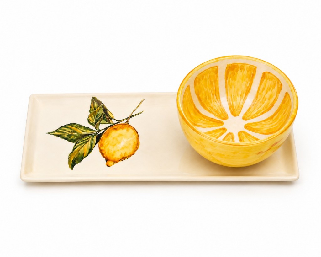 Italian Lemon Melamine Serveware Set Mediterranean Tableware