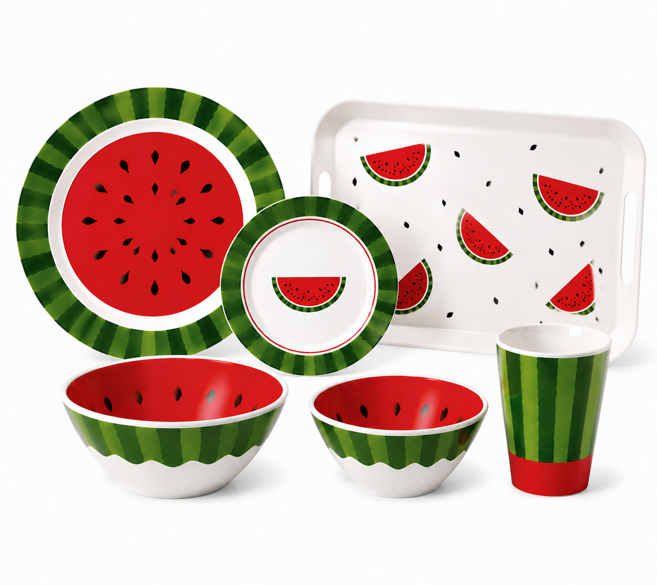 Watermelon Pattern Melamine Tableware Set | Non-Breakable Ou