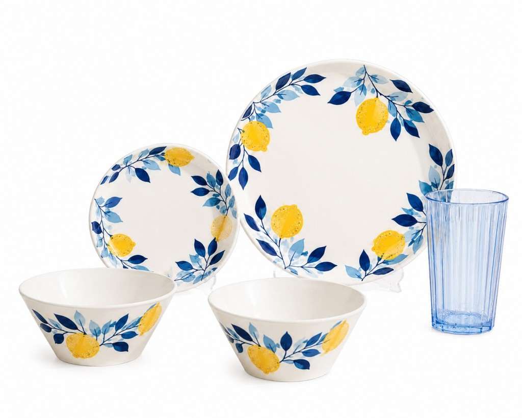 Wholesale Blue & White Lemon Pattern Mediterranean Melamine 