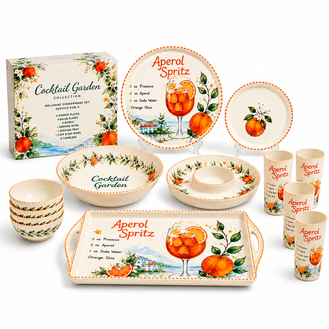 Wholesale Citrus Print Melamine Dinnerware Set – Italian Med
