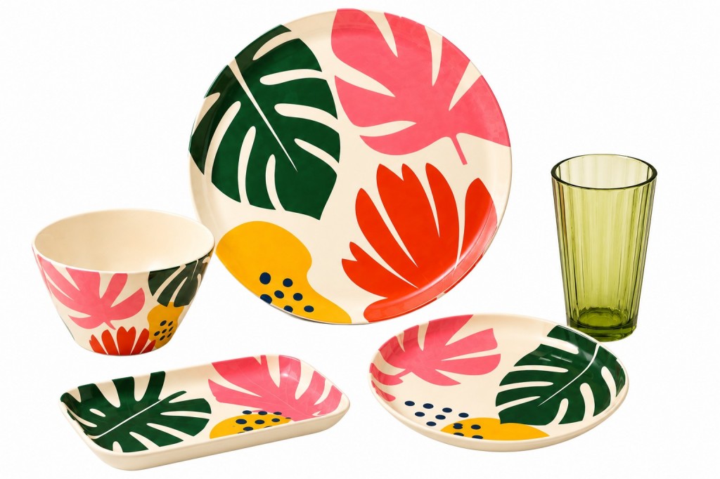 Wholesale Custom Tropical Leaf Floral Printed Melamine Dinne
