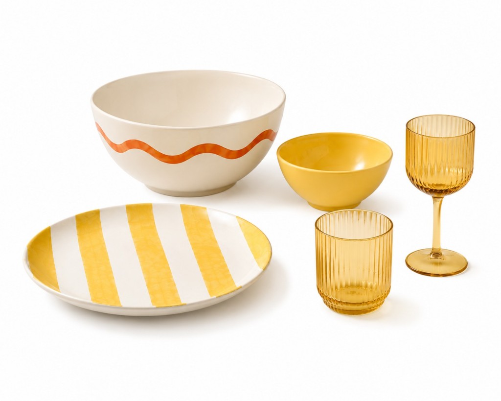 Wholesale Designer Melamine Dinnerware Set with Acrylic Glas