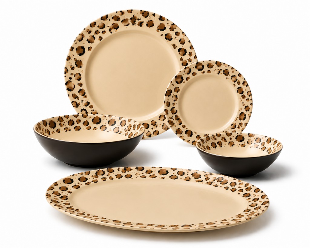 Wholesale Leopard Print Melamine Dinnerware Set Manufacturer