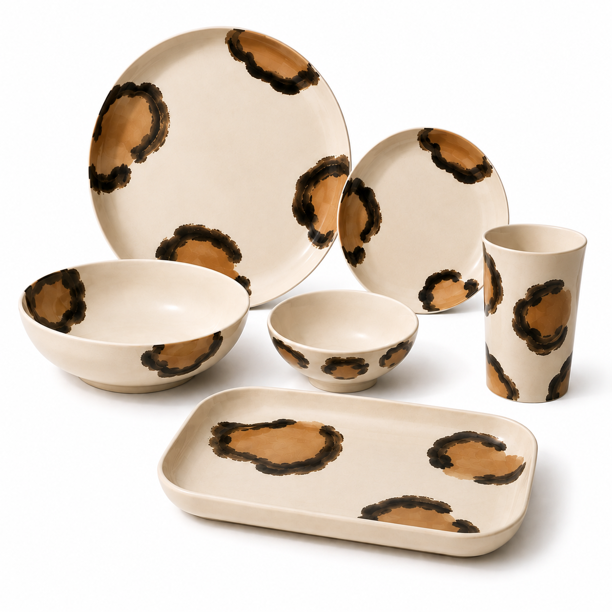 Animal Print Melamine Dinnerware Set – Leopard Print Plates 