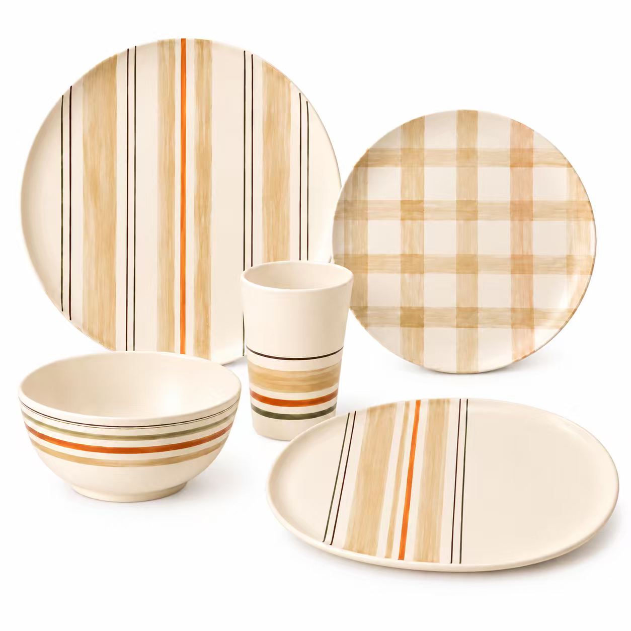 Fall Stripe Melamine Dinnerware Set Wholesale – Retail Ready