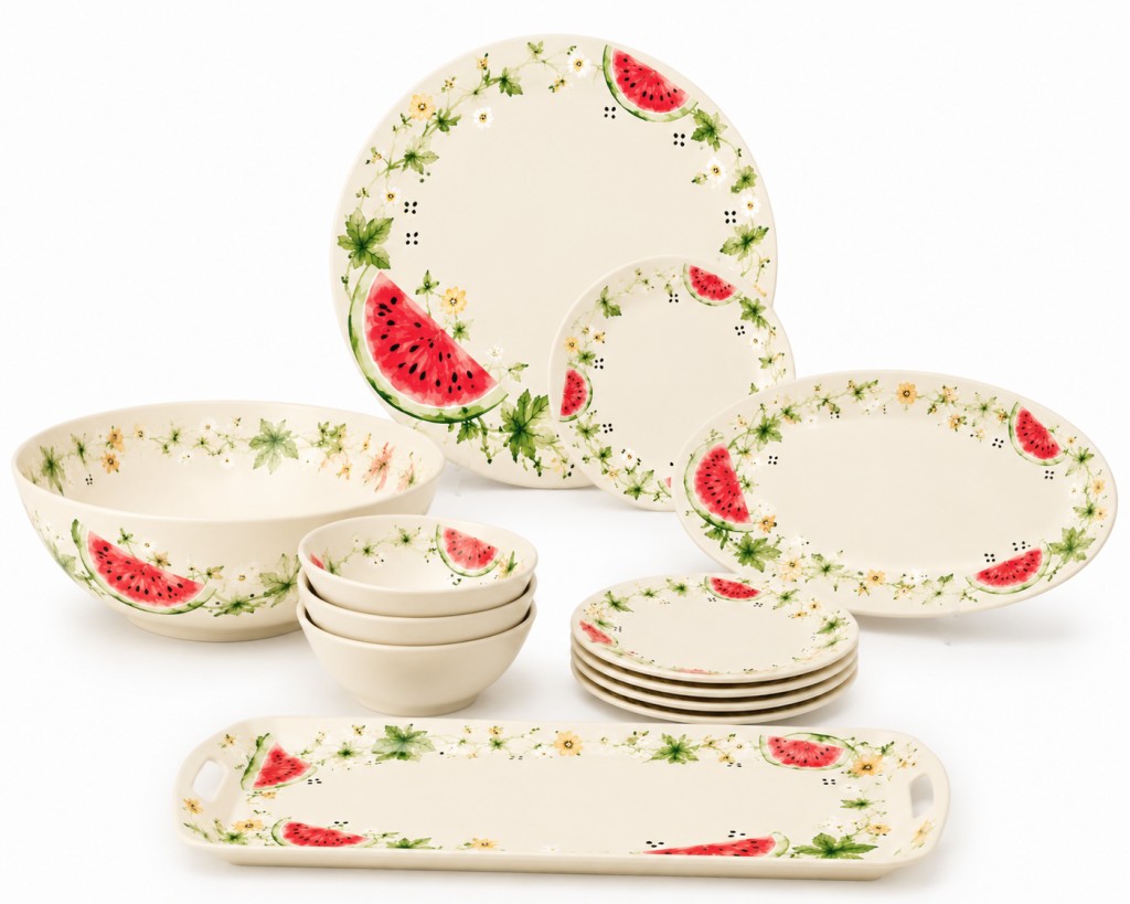 Watermelon Melamine Dinnerware Set – BPA-Free Outdoor Plates