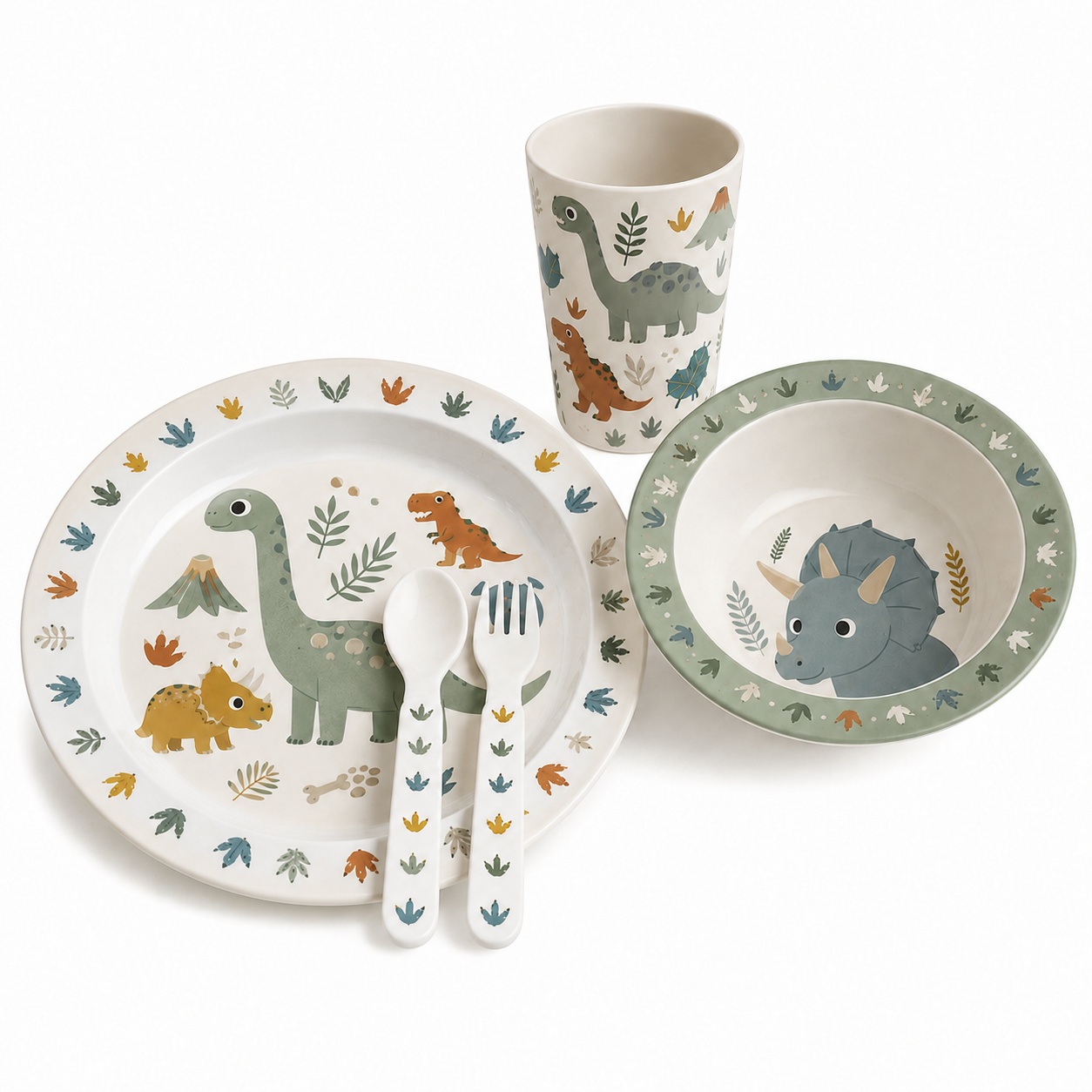 Custom Dinosaur Melamine Tableware Set for Kids | Wholesale 