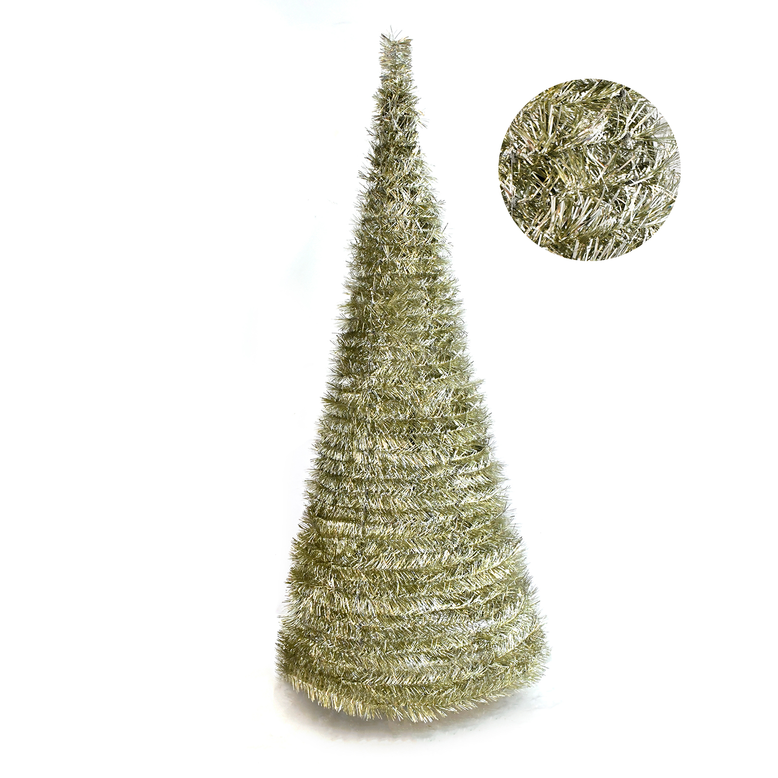 6FT Champagne Gold Metallic Plain Pop Up Tinsel Christmas Tree