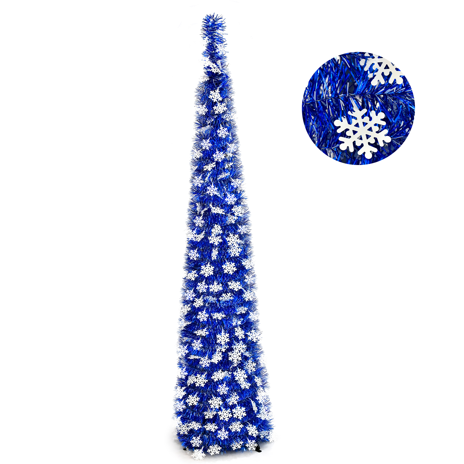 5FT Blue White Snowflake Pop Up Tinsel Christmas Tree