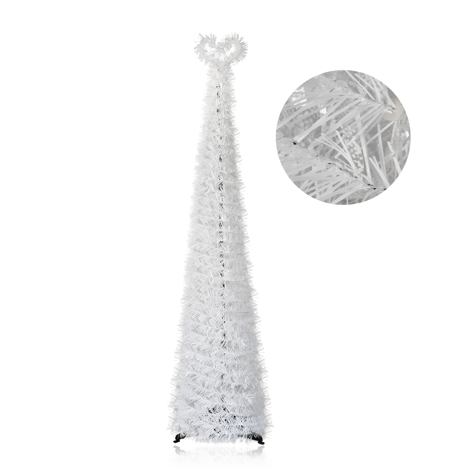 White Loop Top Pop Up Tinsel Christmas Tree Collapsible Artificial Pencil Tree