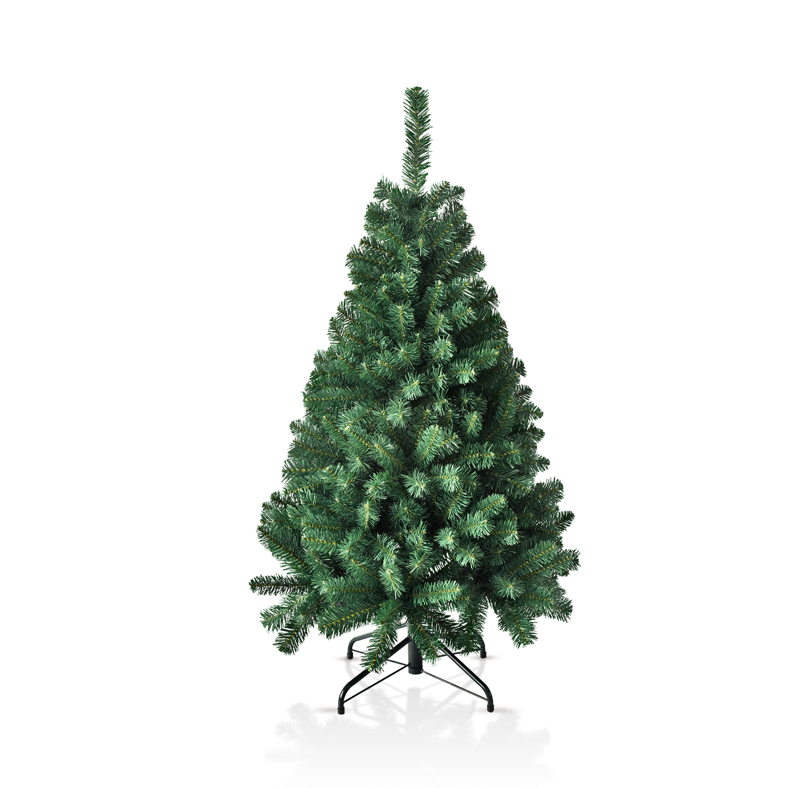 4FT Green Artificial Pop Up Tinsel Christmas Tree Traditional Pine Pencil Tree with Metal Stand