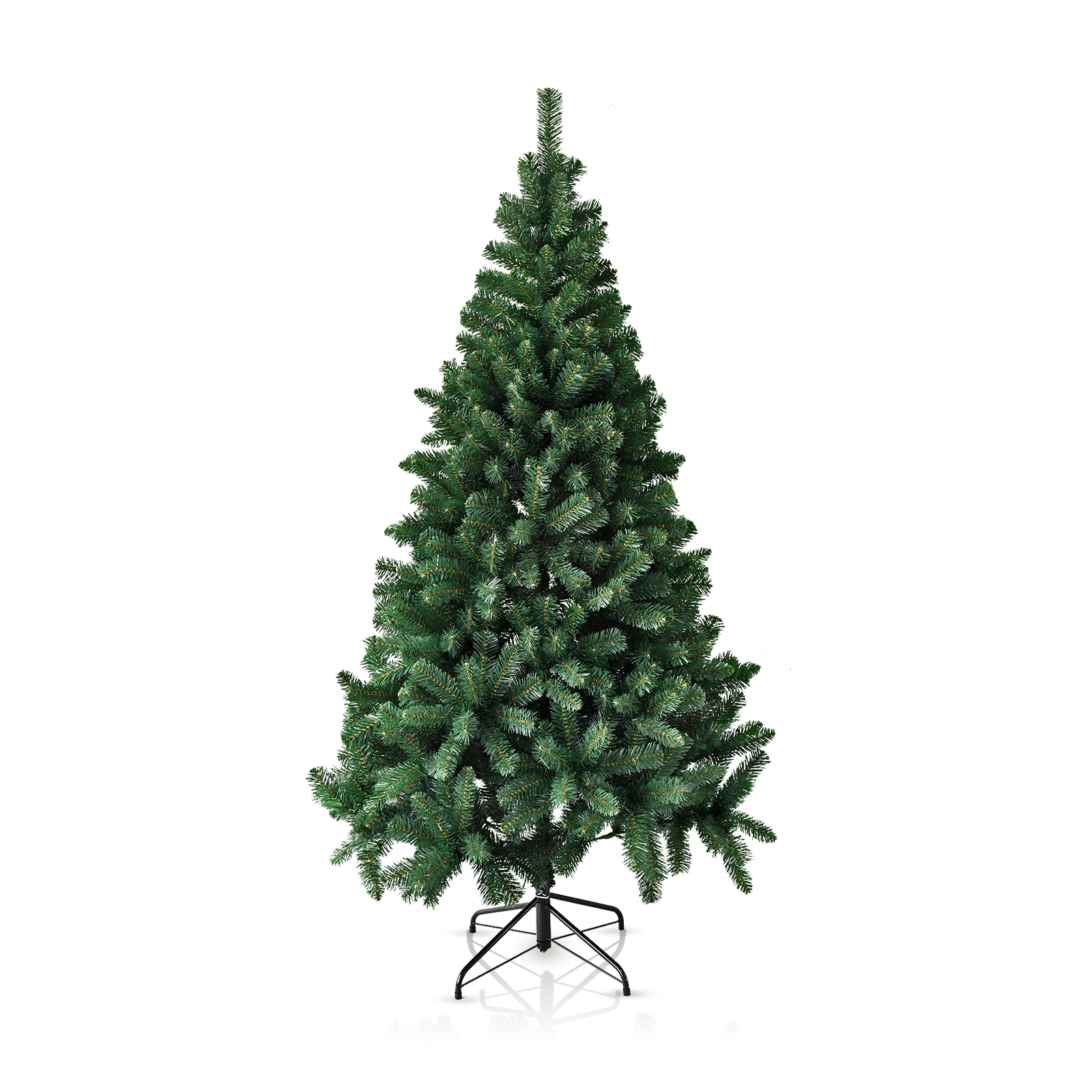 6FT Green Full Artificial Pop Up Tinsel Christmas Tree Traditional Pine Tree with Metal Stand