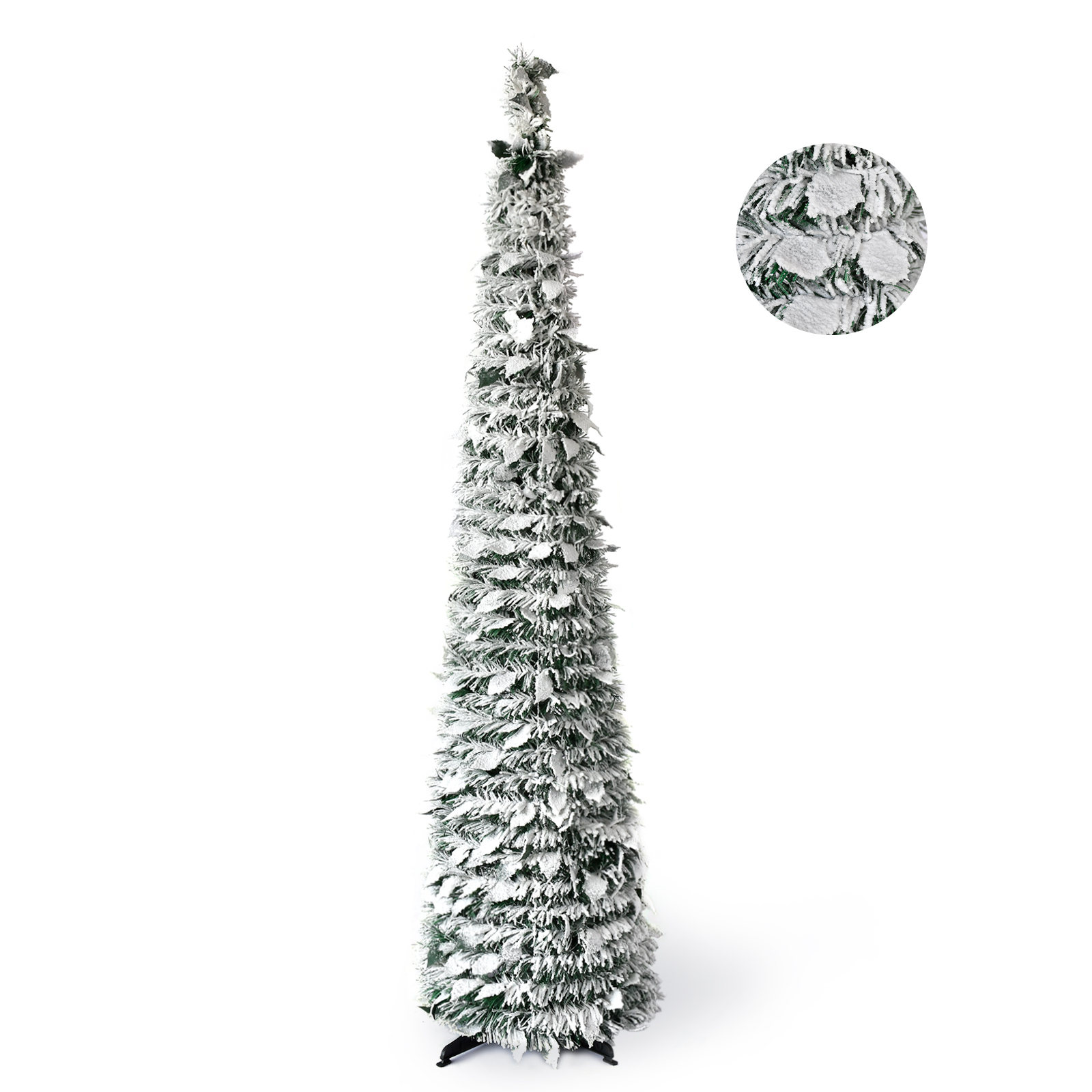 Snow Flocked Green Crooked Neck Christmas Pencil Tree