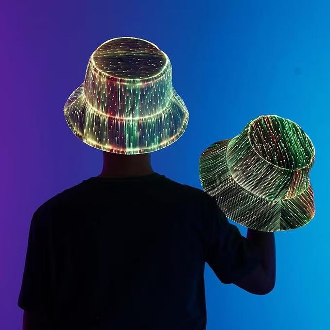 Luminous RGB LED Fiber Optic Bucket Hat – Light Up