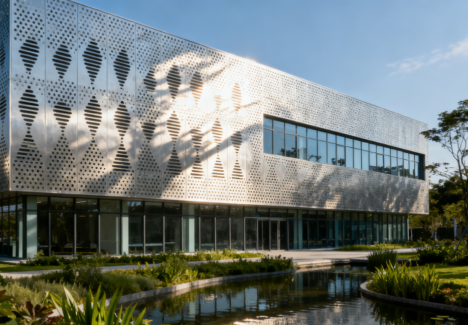 Advanced Custom-Fit Sunshade & Perforated Metal Cladding for Exterior Wall Systems