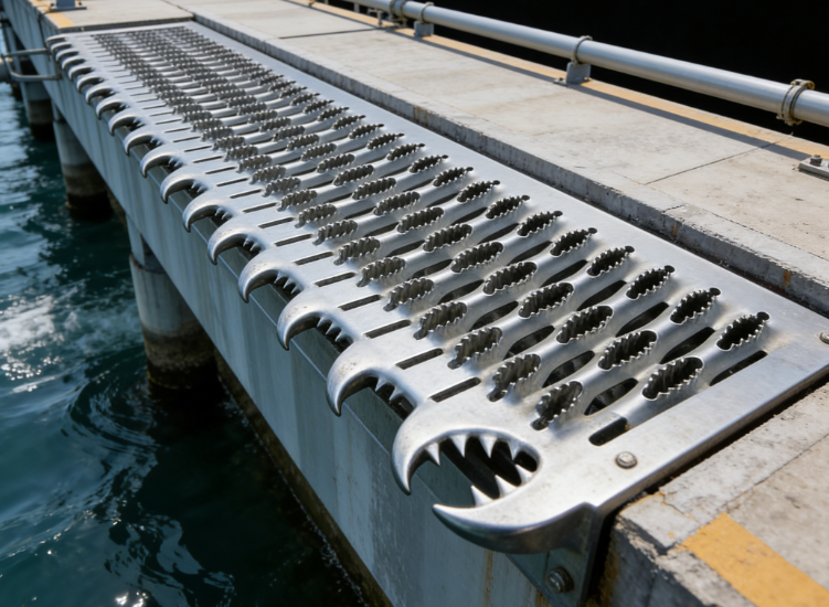 Anti Skid Crocodile Mouth Grating for Fertilizer Plant Walkways Corrosion Resistant Chemical Industry Safety Platform