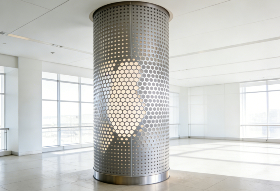 Curved Punched Panels for Round‑Column Wall Wraps