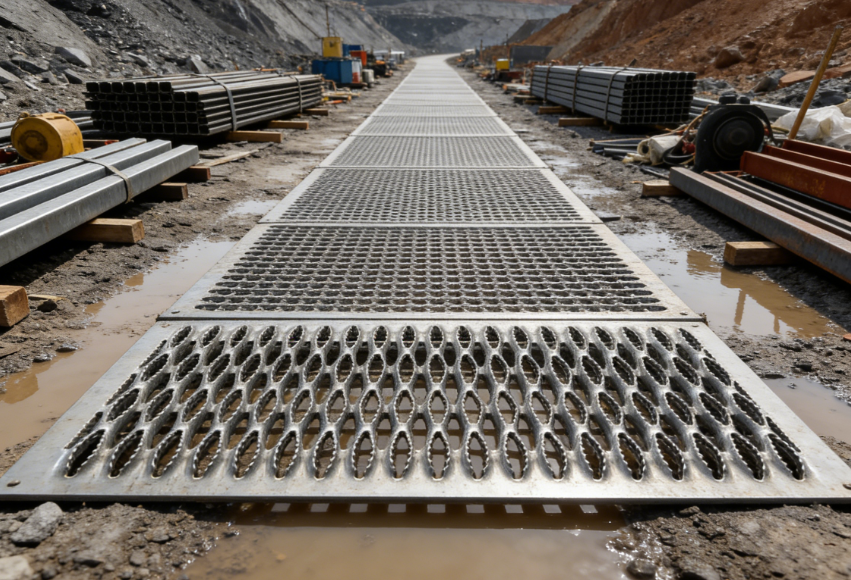 Custom Anti Skid Grating for Conveyor Platform Flooring | Oil Resistant & Vibration Proof Industrial Grating