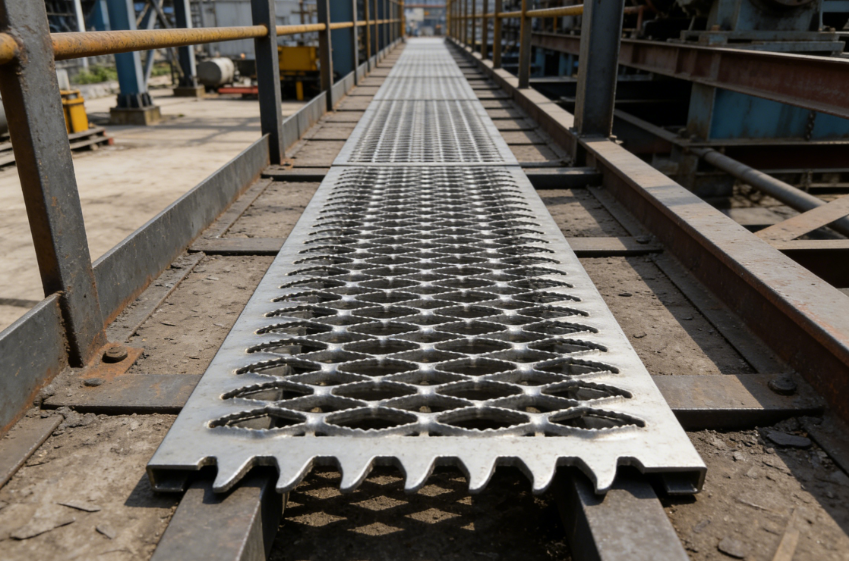Custom Size Crocodile Mouth Anti-Slip Grating Panels for Industrial Platforms