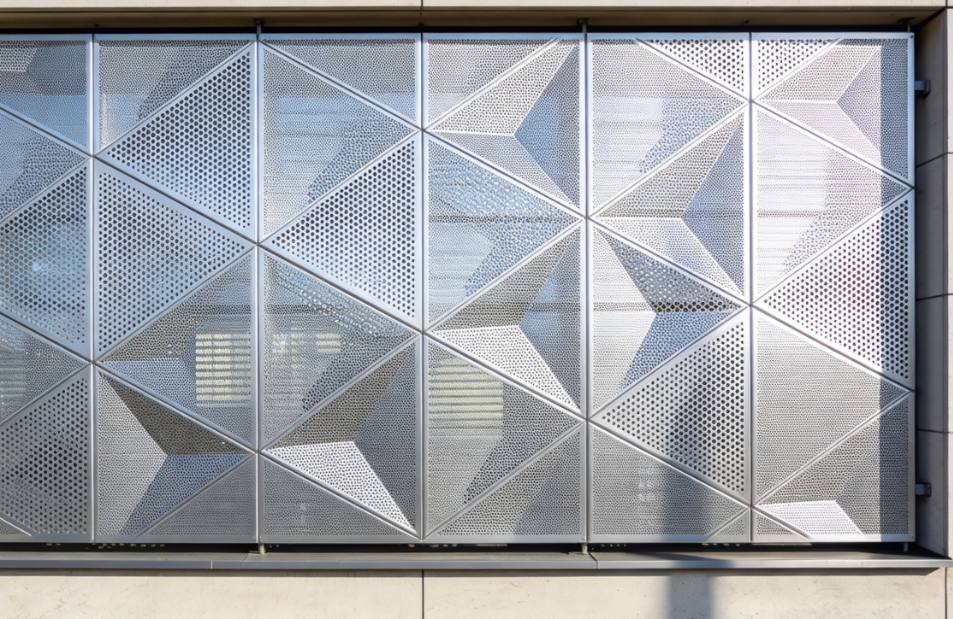 Decorative Perforated Metal Cladding Screen for Passive Cooling Building Facade