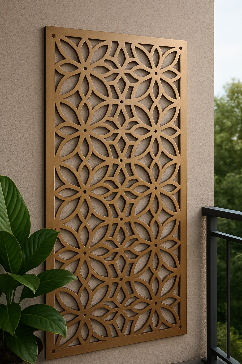Shielded Elegance – Embellished Privacy Grilles Between Balconies