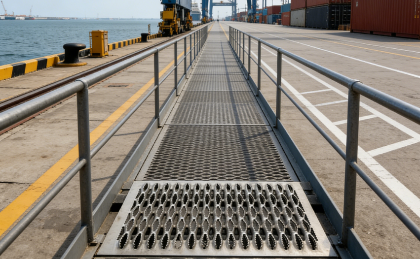 Galvanized Crocodile Mouth Safety Grating Price Outdoor Platform Anti Slip Metal Panel Heavy Duty