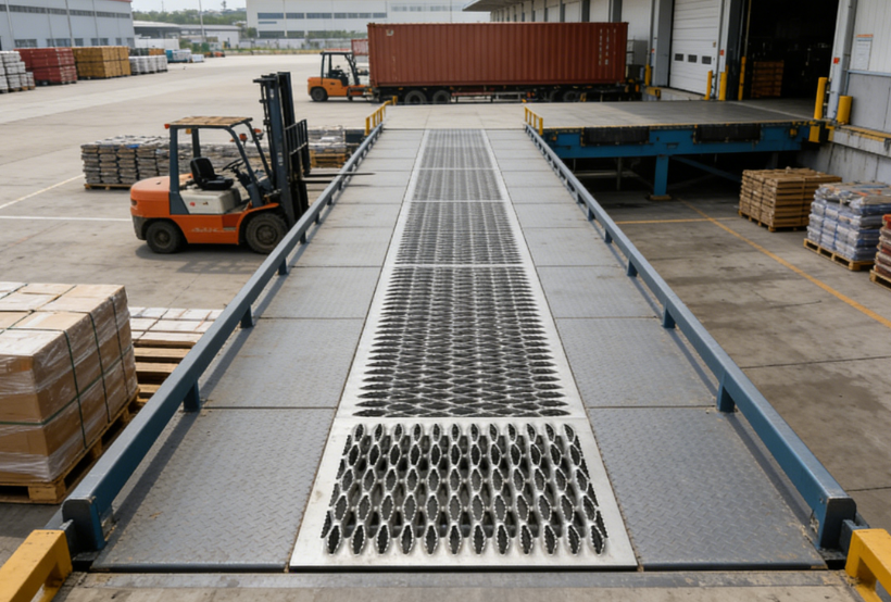 Galvanized Crocodile Mouth Safety Grating for Outdoor Platforms