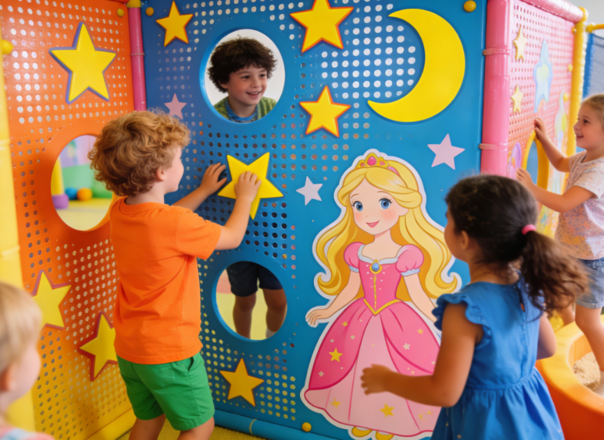 Themed Perforated Metal Walls for Children’s Play Centers – Custom Design Play Zone Panels
