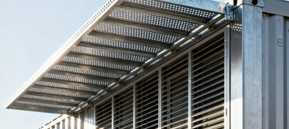 Industrial Boundary Wall Edge Reinforcement Using Metal Sunshade and Airflow-Controlled Panels
