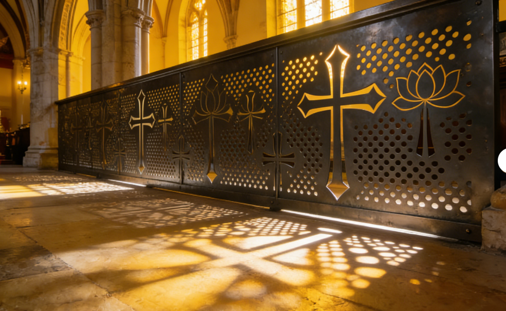 Laser‑Etched Perforated Metal for Religious Buildings – Light, Symbolism & Acoustic Harmony