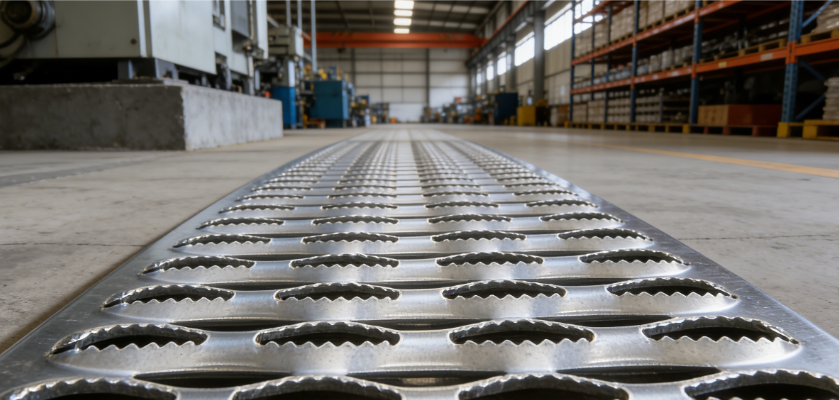 Metal Crocodile Mouth Hole Anti-Slip Floor Grating Plates for Industrial Flooring Systems