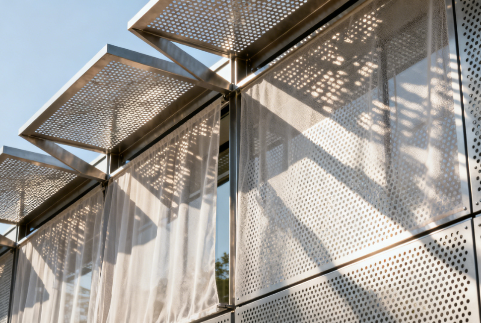 Off-site Structure Metal Sunshade and Semi-Enclosed Vent Systems – Passive Airflow Management for Modular Energy and Medical Units