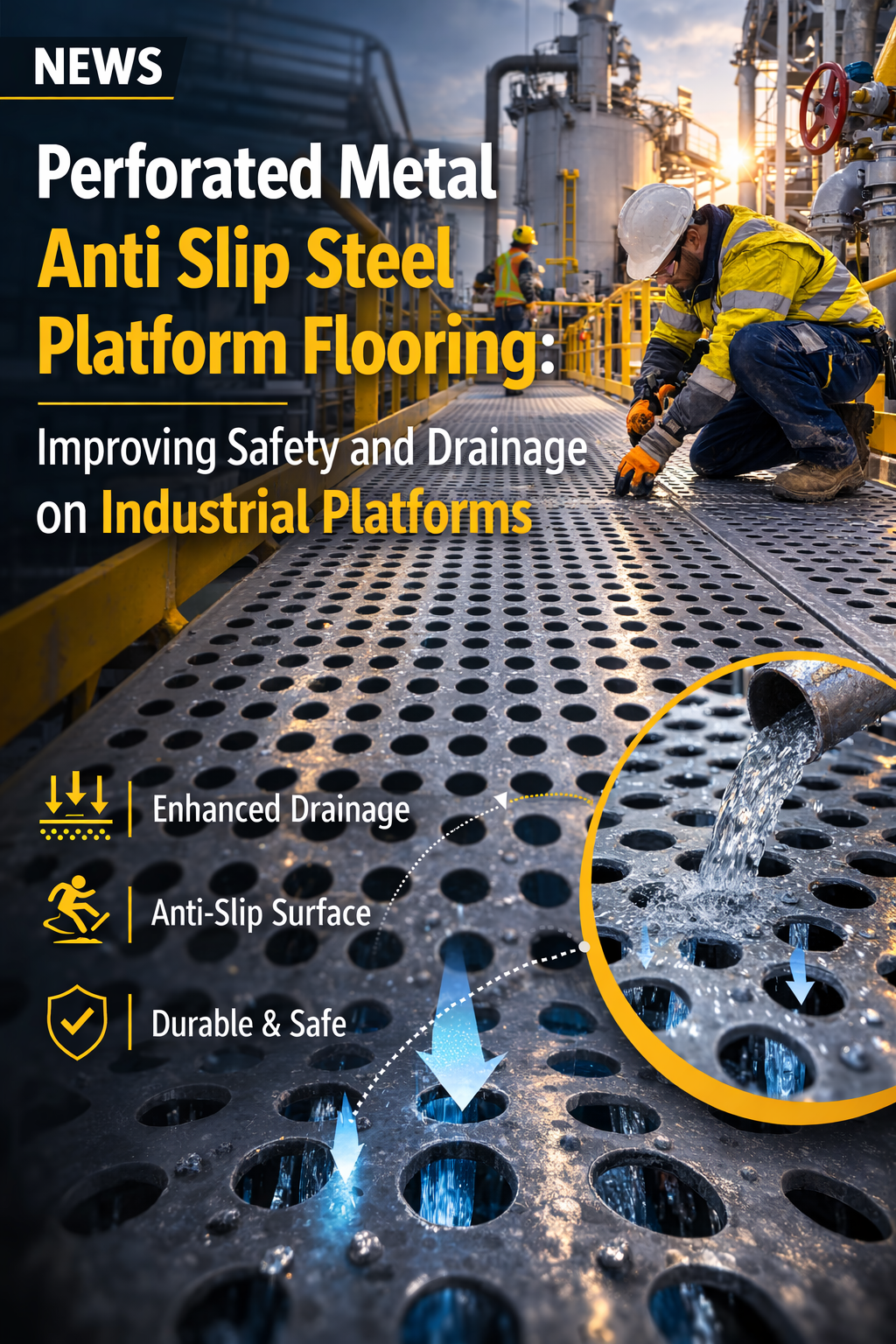 Perforated Metal Anti Slip Steel Platform Flooring Industrial Safety Panels