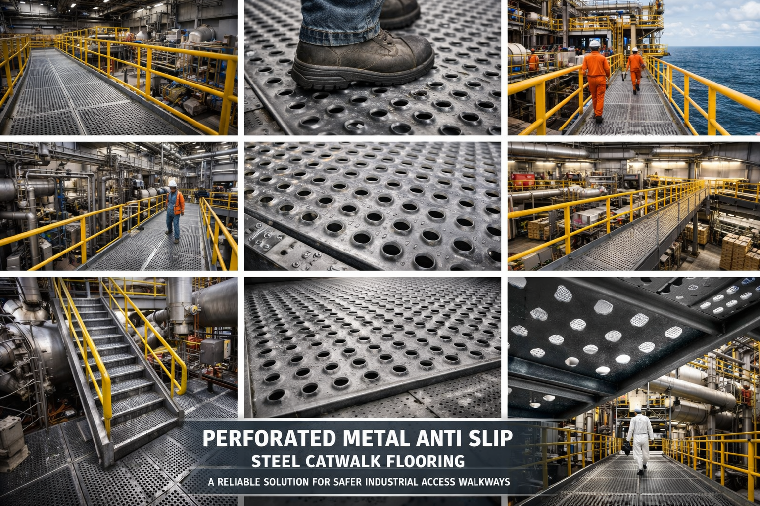 Perforated Metal Safety Flooring for Industrial Maintenance Anti Slip Platform Panels