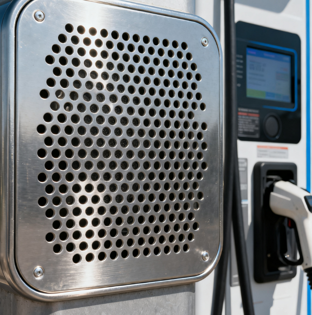 Perforated Speaker Grilles Are Essential for Public Charging Station Announcements