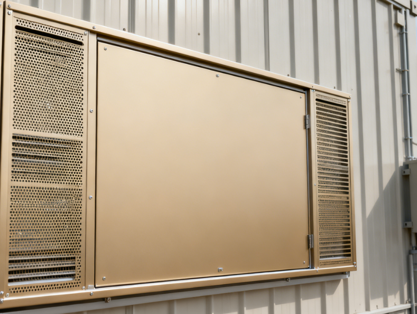 Powder-Coated Metal Sunshade Systems with Basic Venting for Bare-Utility Structures